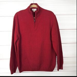 Vintage Verdelago Italy Red Sweater 1/4 Zip Front Yak Hair Wool Blend XL